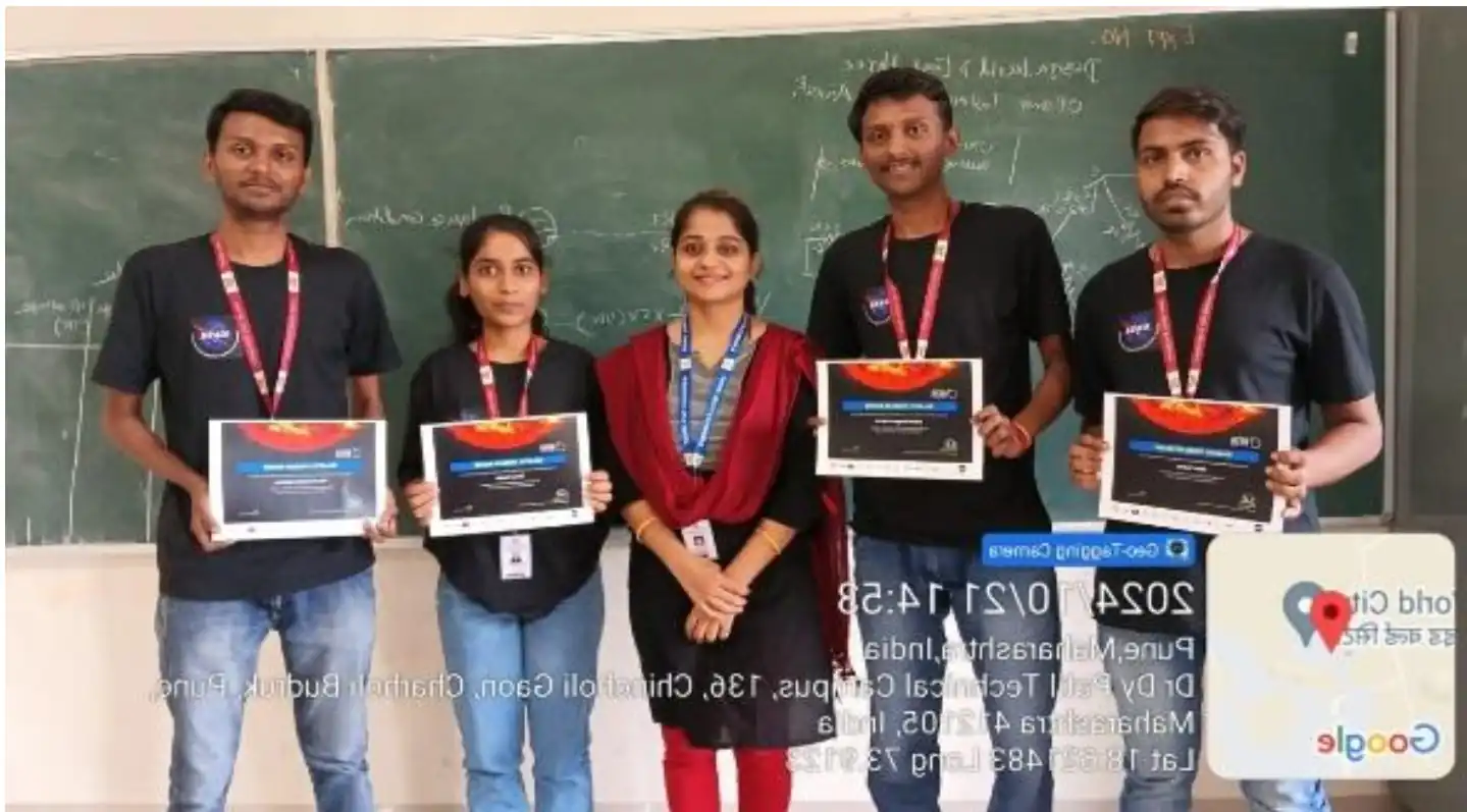 Students for participating in 2024 NASA International SPACE Apps Challenge dated 6 October 2024, at MIT
Loni, Pune.