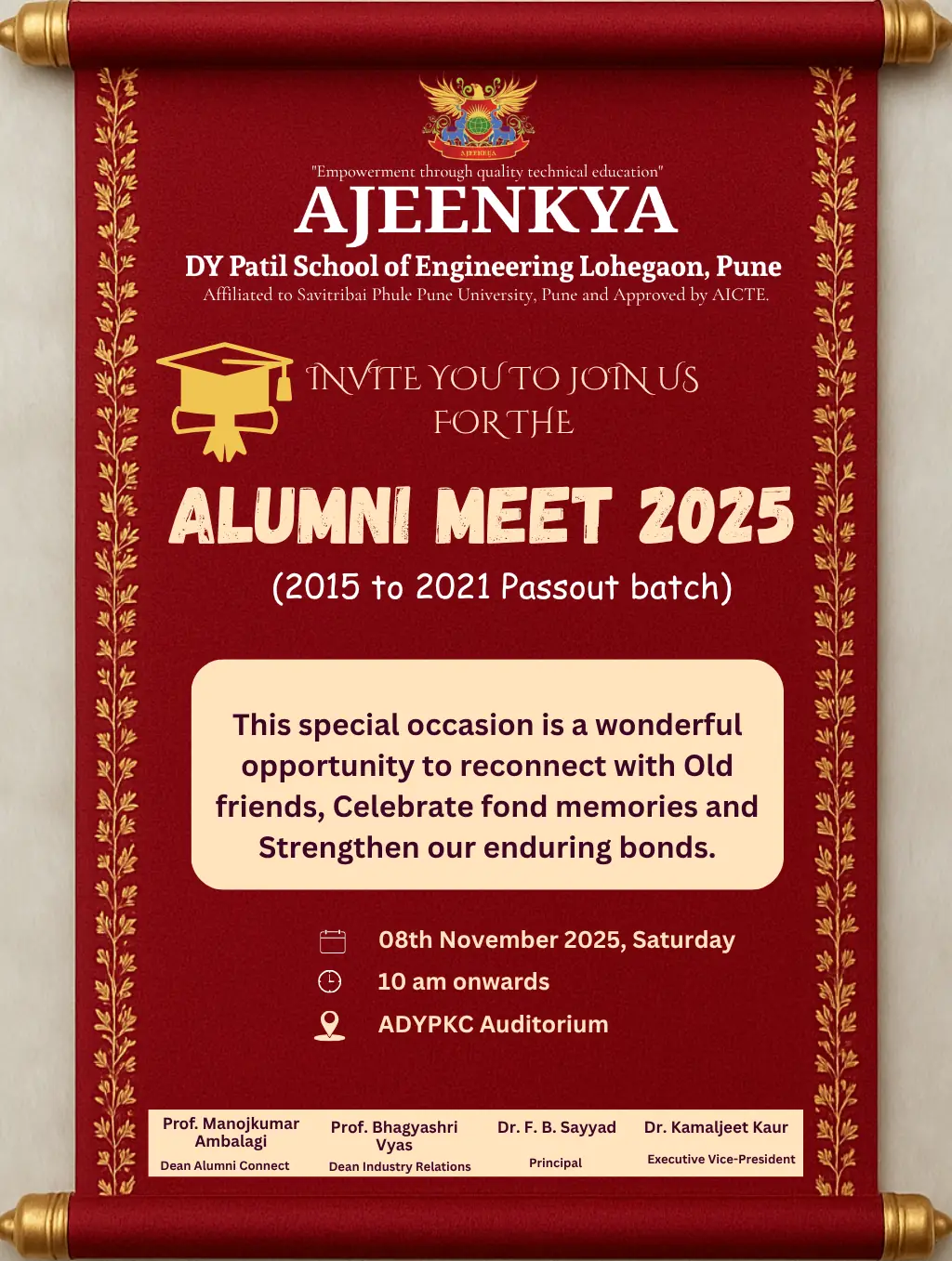 Alumni Meet Invitation AY 2025-26
